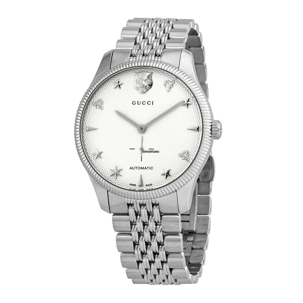 Montre automatique G-Timeless à index stars en acier - Silver