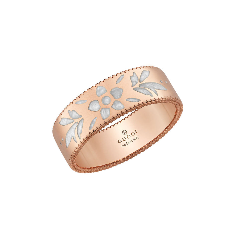 Bague Icon petite en or rose 18K - White