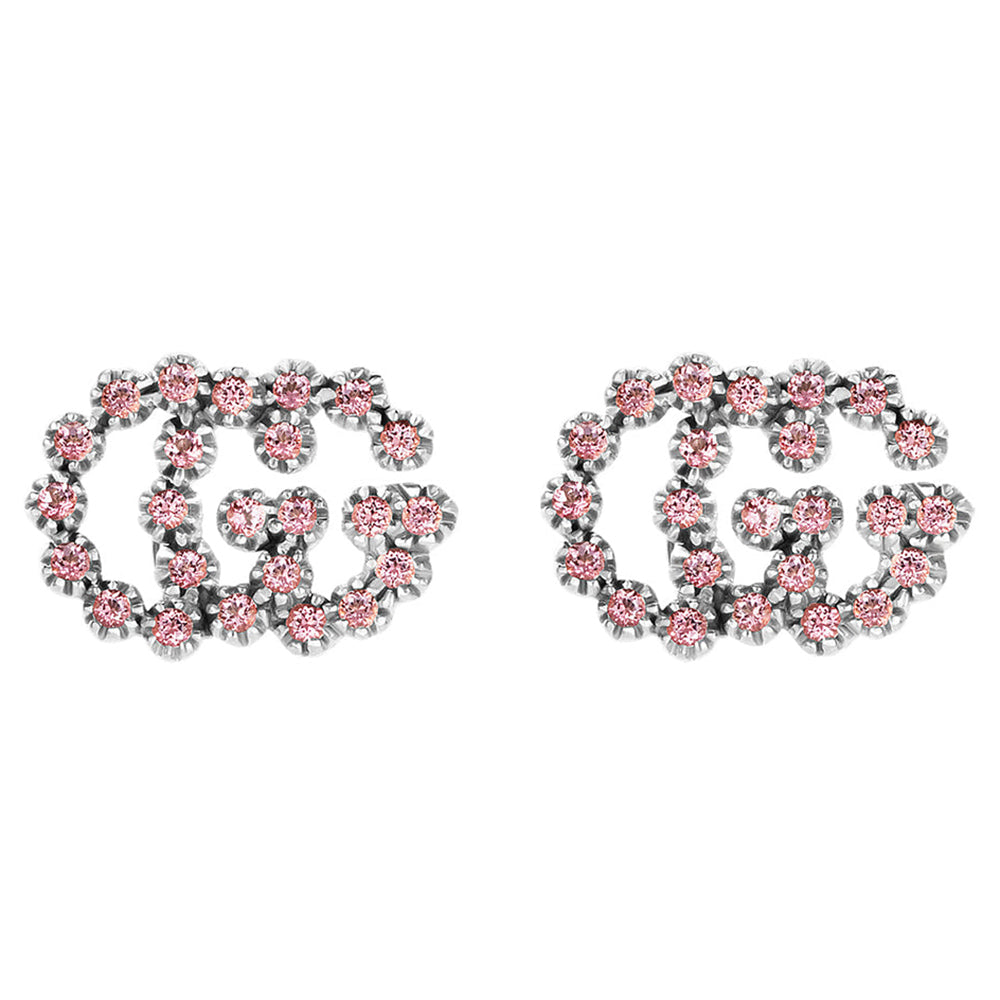 Boucles d'oreilles Running G en or blanc 18K & Topaze - Pink