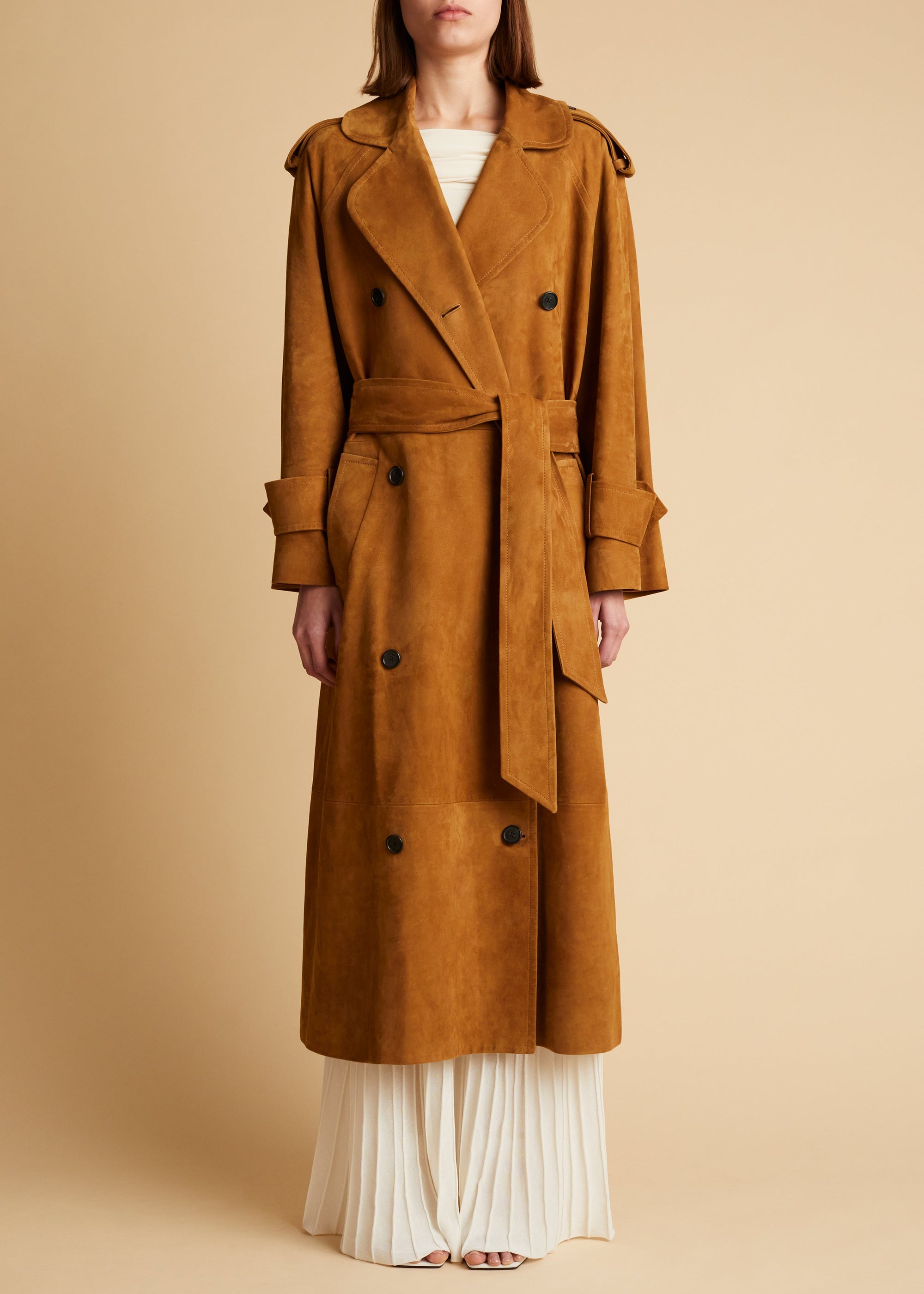Manteau Buckley en cuir - Khaki Brown