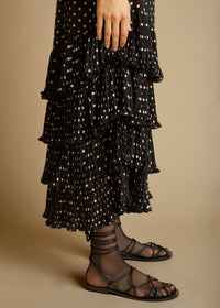 Robe Dolly en soie - Black & Creme Mini Dot