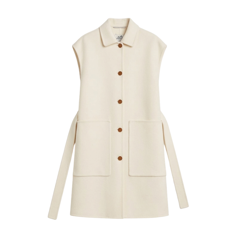 Gilet long ceinturé - Blanc