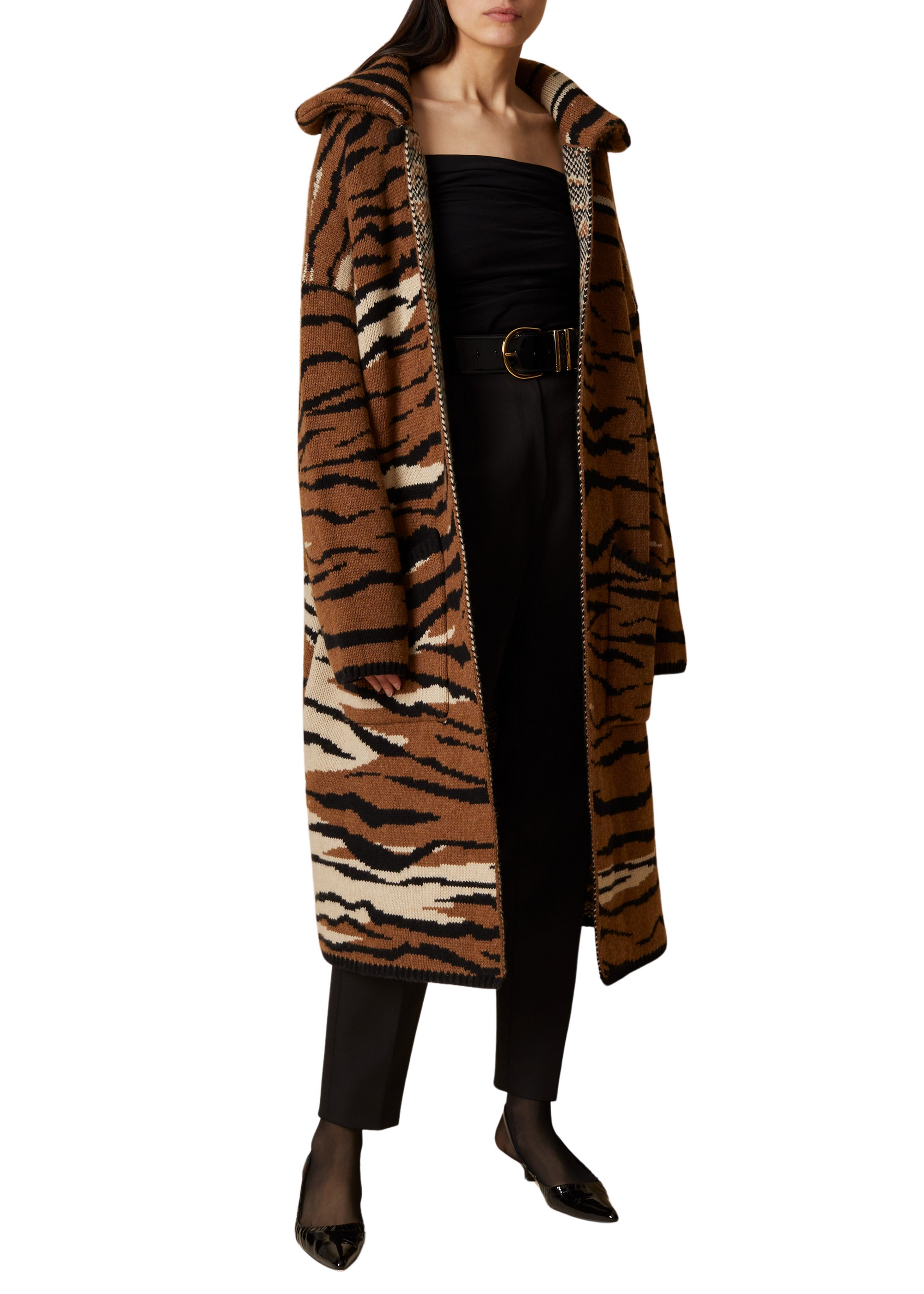 Cardigan Fiona en cachemire - Large Tiger Jacquard