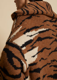 Cardigan Fiona en cachemire - Large Tiger Jacquard