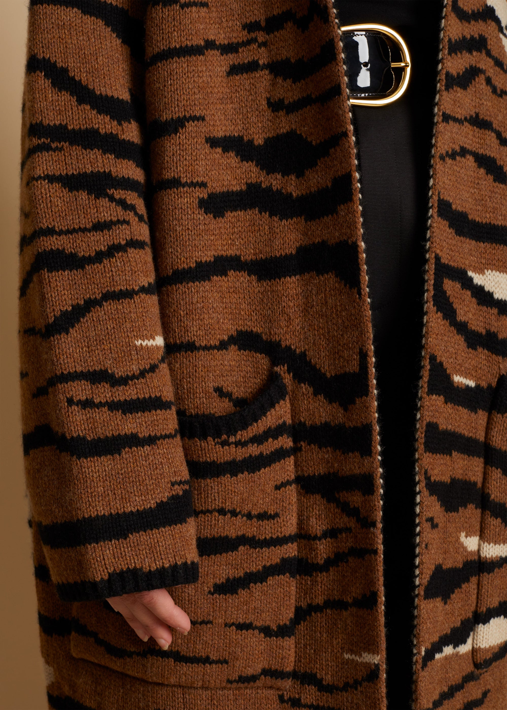 Cardigan Fiona en cachemire - Large Tiger Jacquard