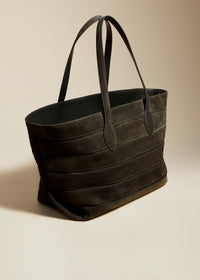 Cabas Florence à rayures en cuir - Dark Olive