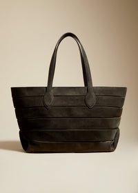 Cabas Florence à rayures en cuir - Dark Olive