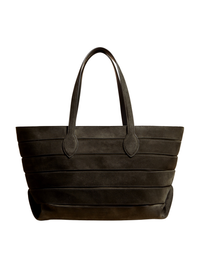 Cabas Florence à rayures en cuir - Dark Olive