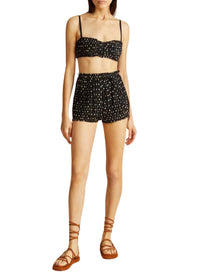 Short Hilary en soie - Black & Creme Mini Dot