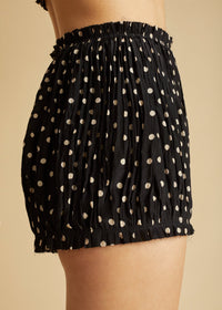 Short Hilary en soie - Black & Creme Mini Dot