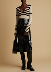 Pull Ivy en cachemire - Custard & Black Stripe