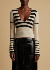 Pull Ivy en cachemire - Custard & Black Stripe