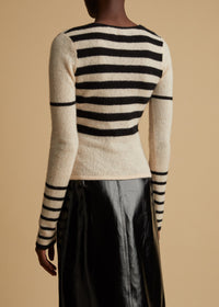 Pull Ivy en cachemire - Custard & Black Stripe