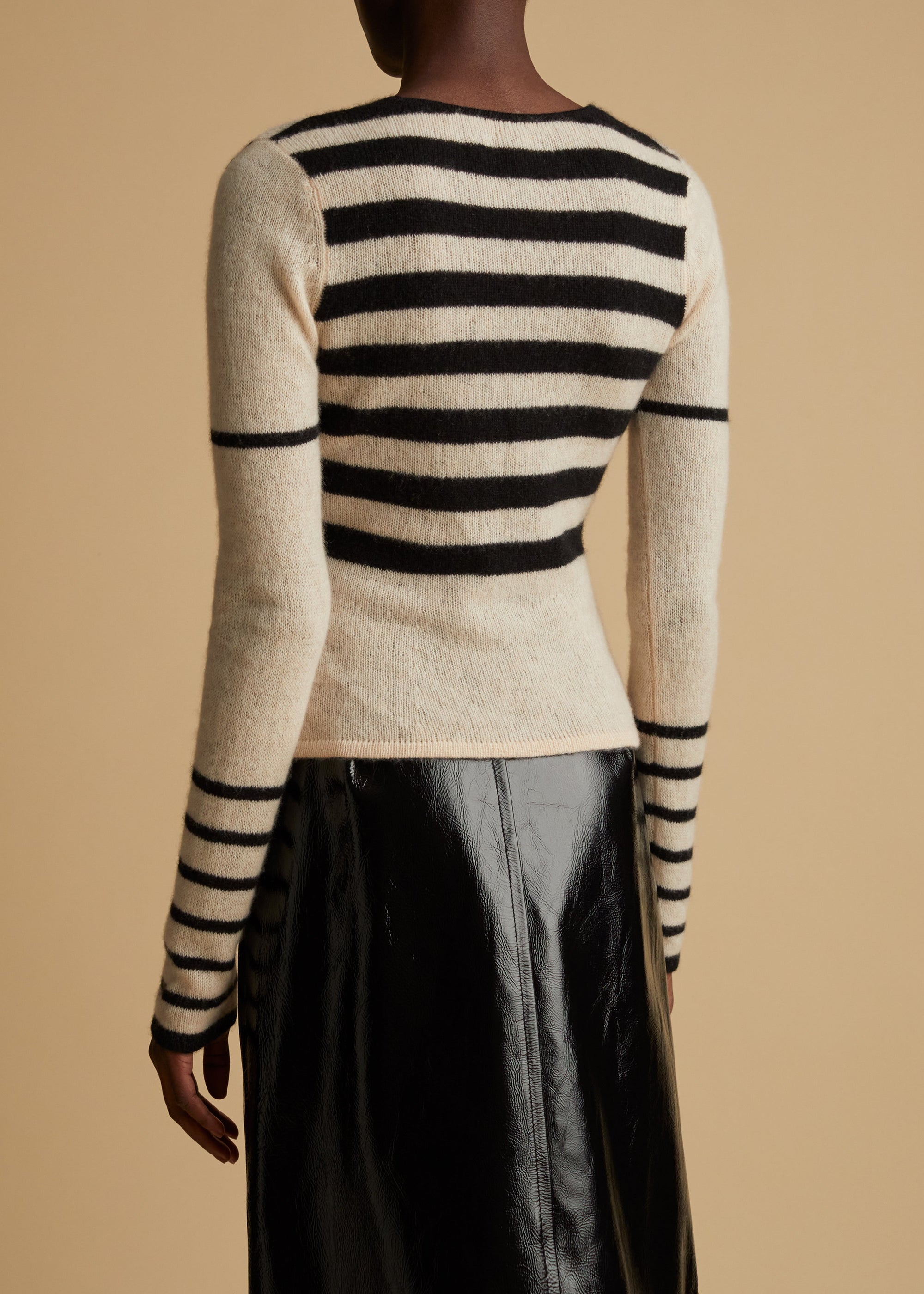 Pull Ivy en cachemire - Custard & Black Stripe