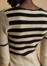 Pull Ivy en cachemire - Custard & Black Stripe