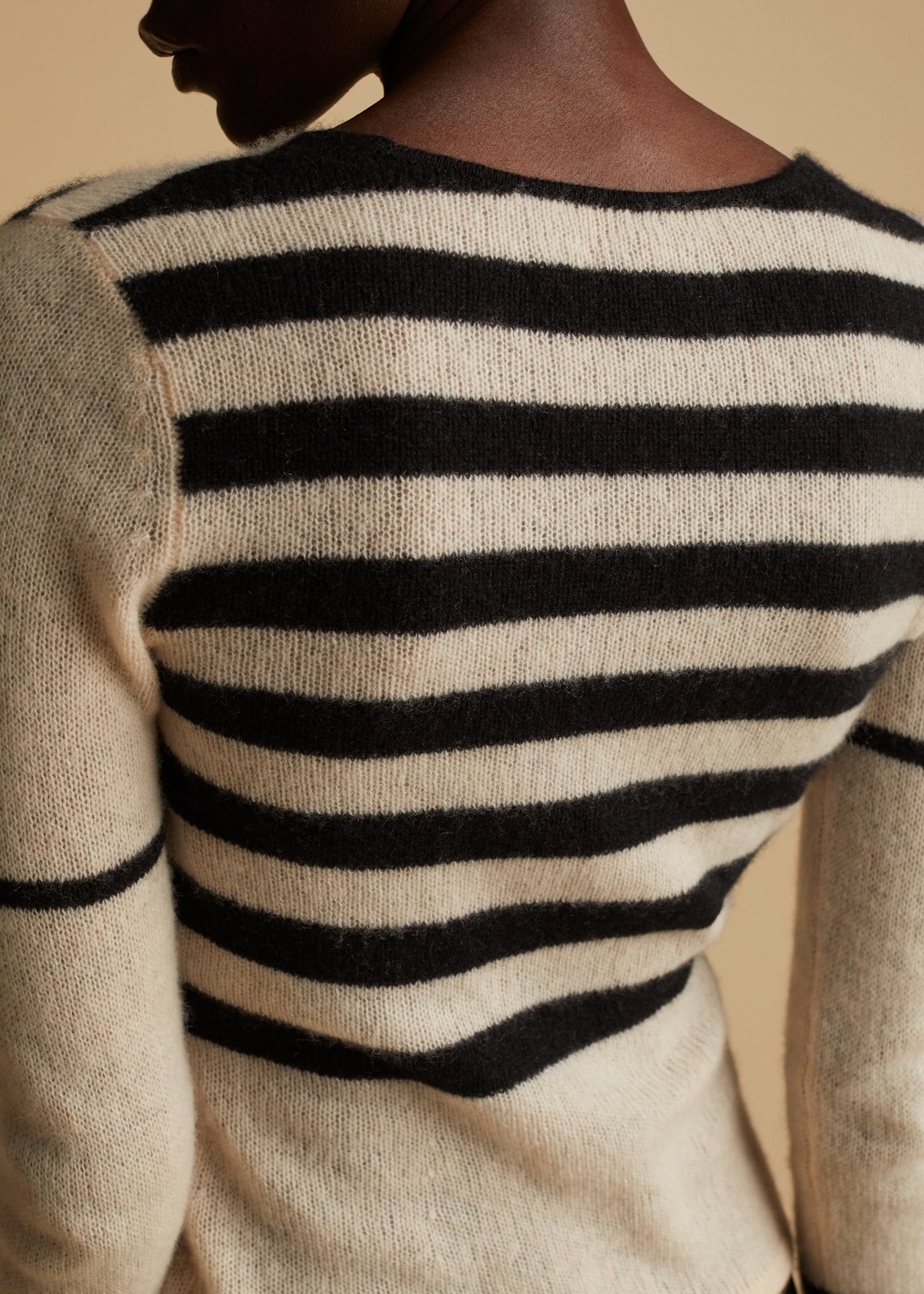 Pull Ivy en cachemire - Custard & Black Stripe
