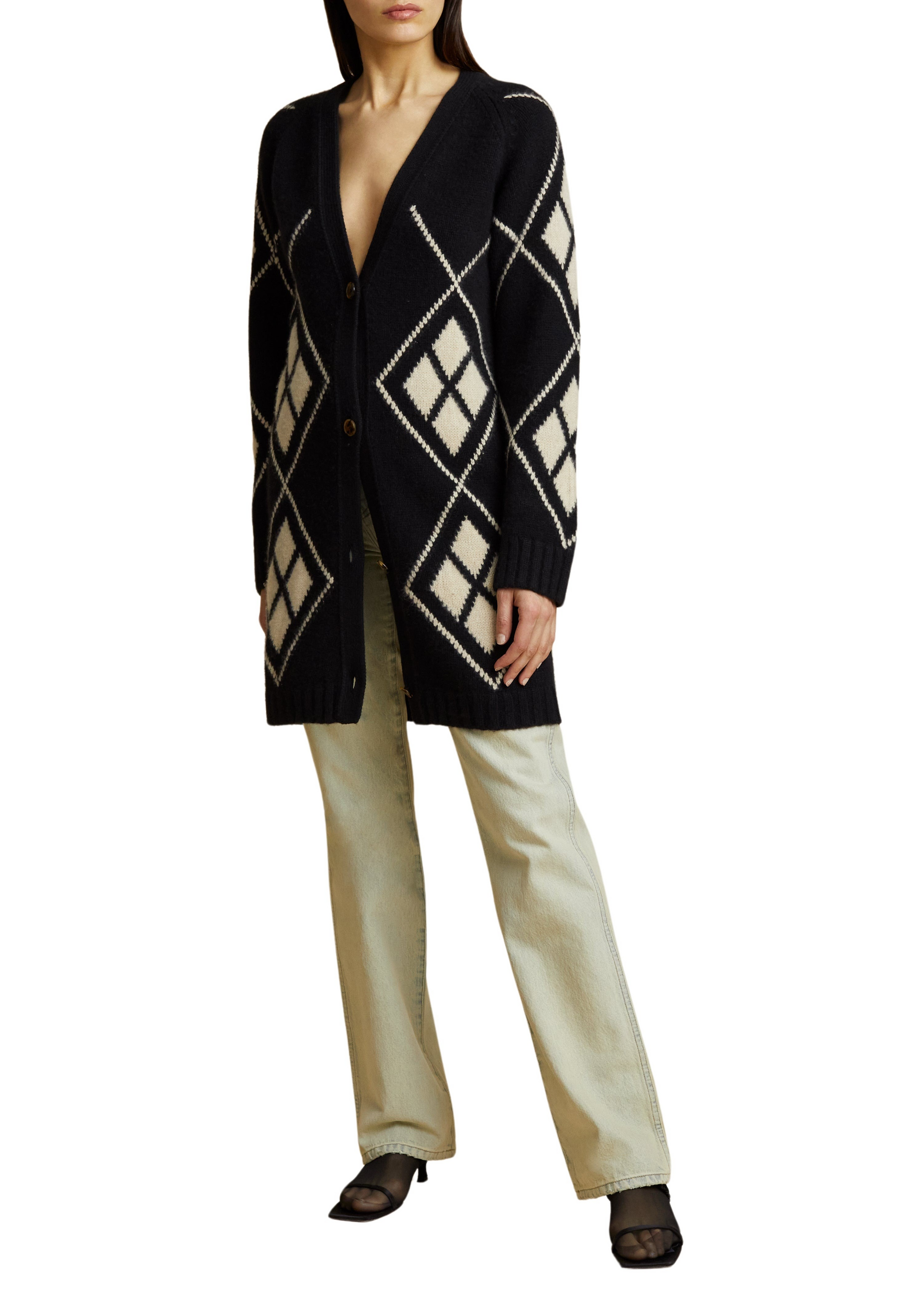 Cardigan Klara en cachemire - Black & Custard