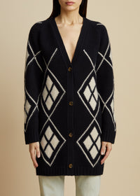 Cardigan Klara en cachemire - Black & Custard