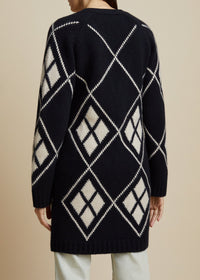 Cardigan Klara en cachemire - Black & Custard