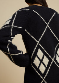 Cardigan Klara en cachemire - Black & Custard