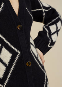 Cardigan Klara en cachemire - Black & Custard