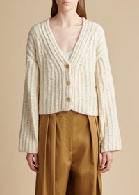 Cardigan Leon en cachemire - Ivory