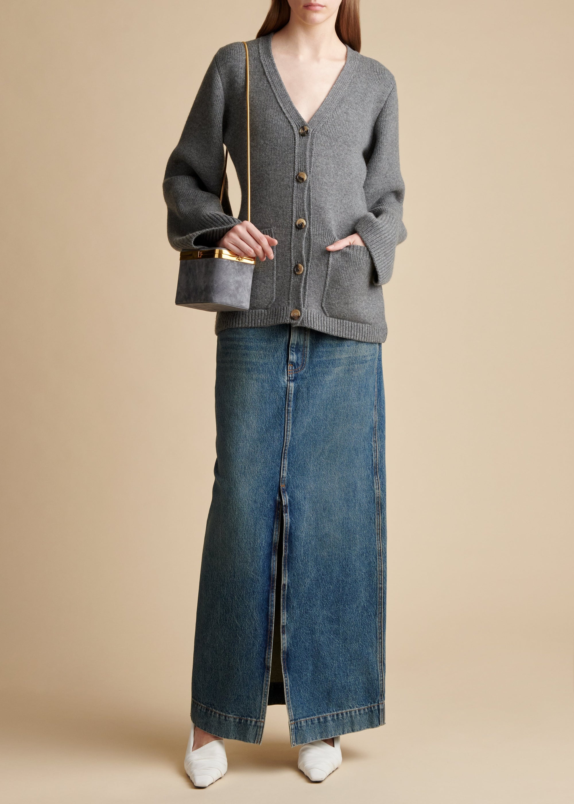 Cardigan Lucy en cachemire - Smoke