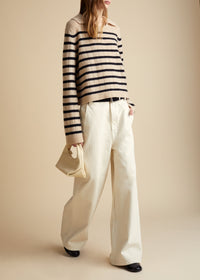 Pull Mateo en cachemire - Butter & Black Stripe