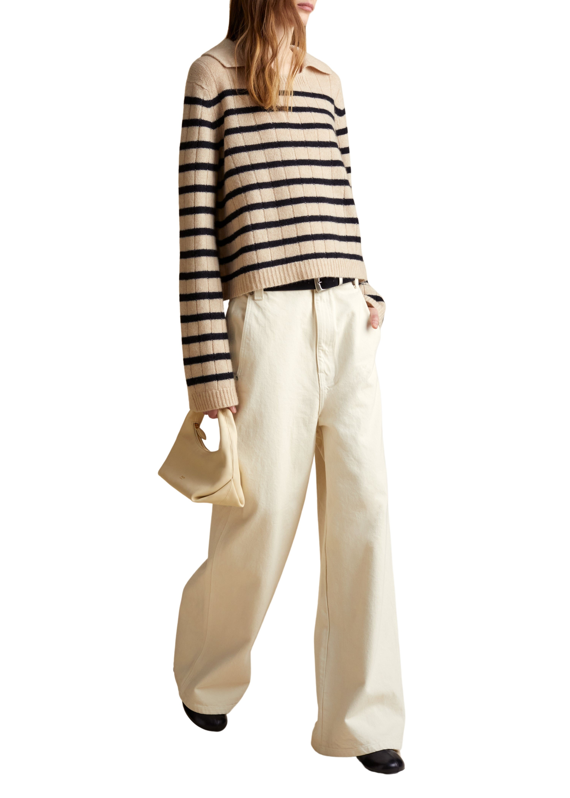 Pull Mateo en cachemire - Butter & Black Stripe