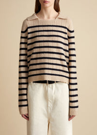 Pull Mateo en cachemire - Butter & Black Stripe