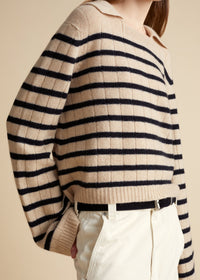 Pull Mateo en cachemire - Butter & Black Stripe