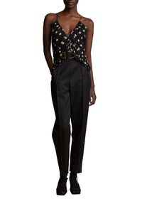 Top Mista en soie - Black & Creme Small Dot