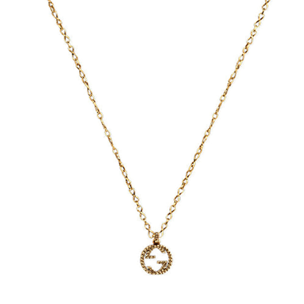 Collier Interlocked G en or jaune 18K - White