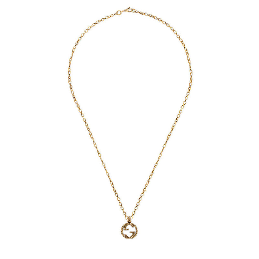 Collier Interlocked G en or jaune 18K - White