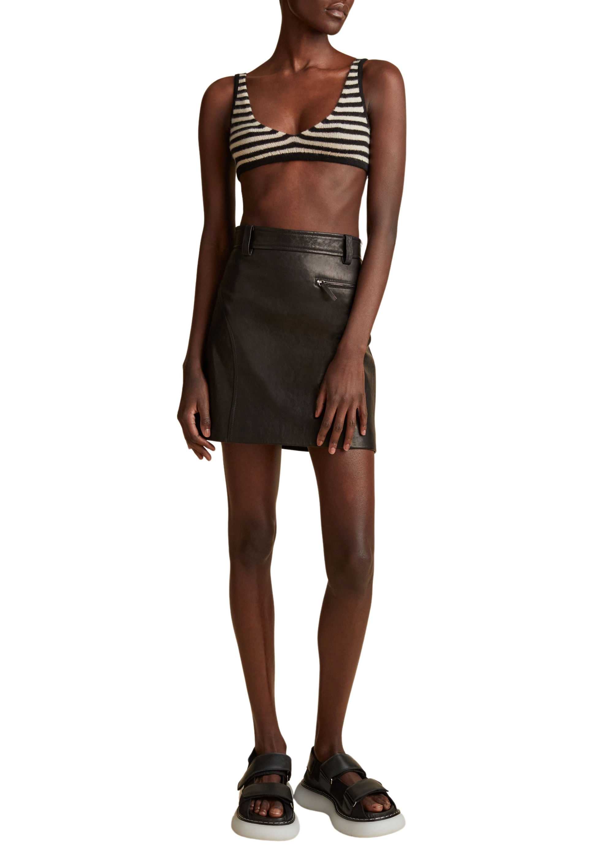 Bralette Umbra en cachemire - Black & Custard Stripe