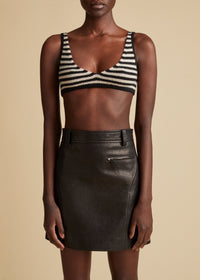 Bralette Umbra en cachemire - Black & Custard Stripe