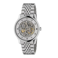 Montre automatique G-Timeless Skeleton en acier - Silver & Gold
