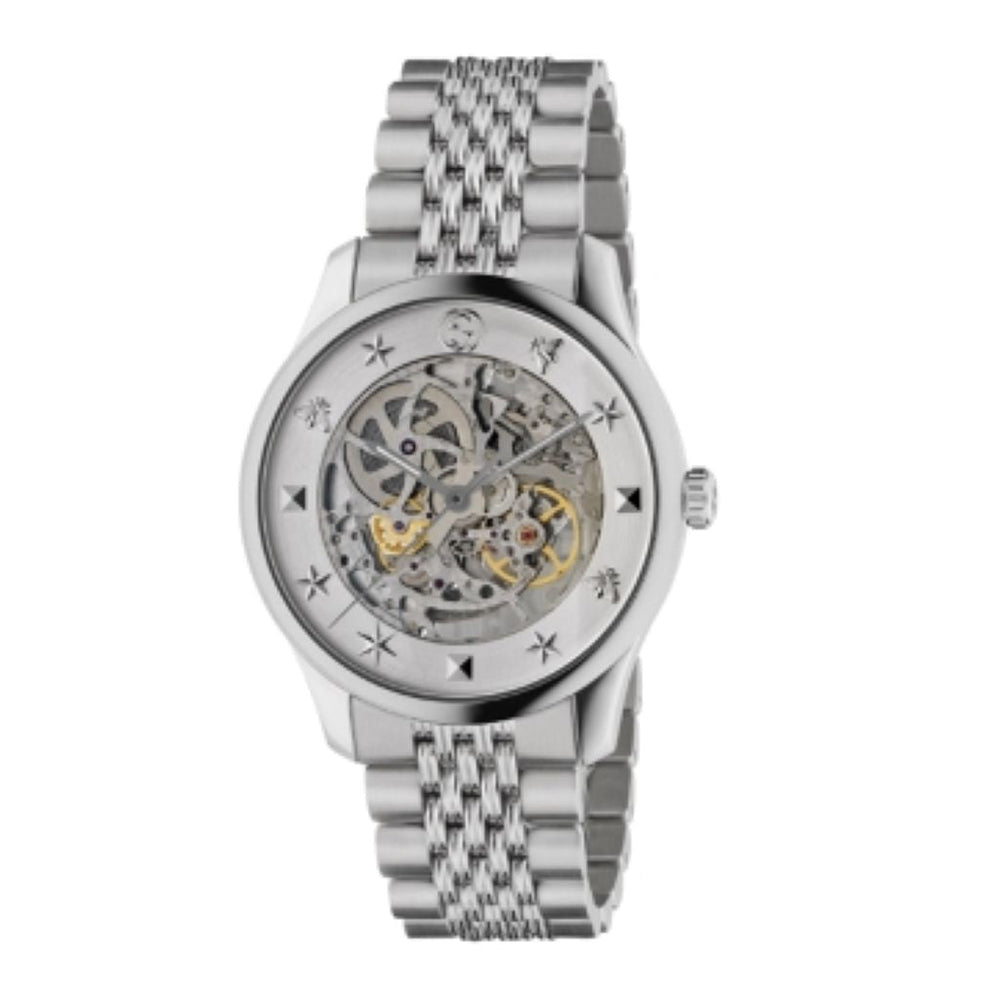 Montre automatique G-Timeless Skeleton en acier - Silver & Gold