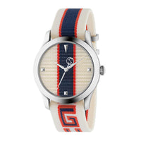 Montre à quartz G-Timeless bicolore en acier - White, Red & Blue