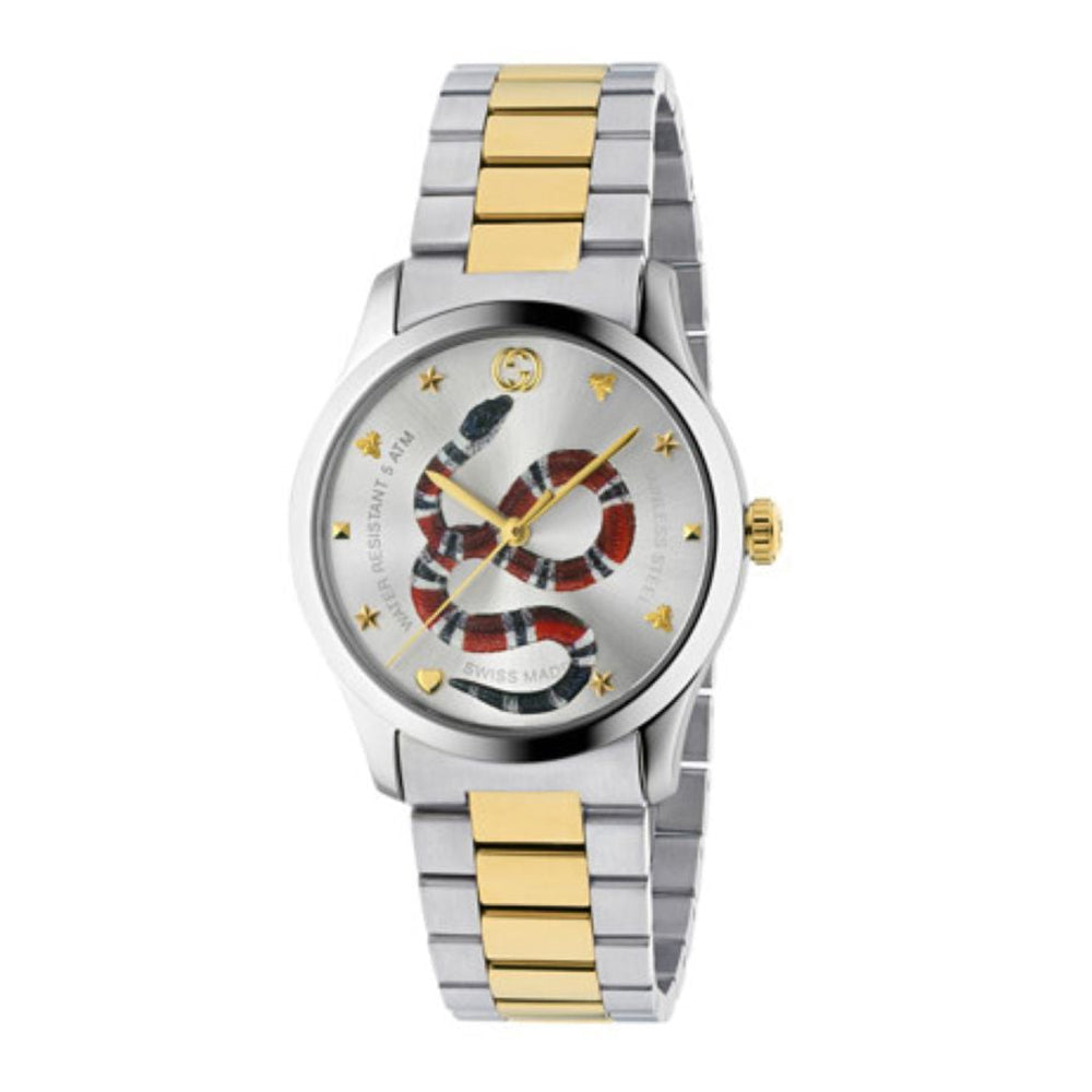 Montre à quartz G-Timeless à cadran serpent coloré en acier - Bicolore & Snake
