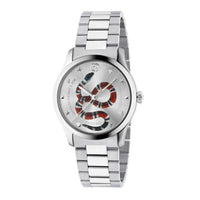 Montre à quartz G-Timeless à cadran serpent coloré en acier - Silver & Snake