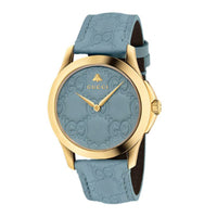 Montre à quartz G-Timeless monogramme en plaqué or - Pastel Blue