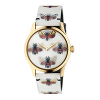 Montre à quartz G-Timeless Butterfly en plaqué or - White & Bee