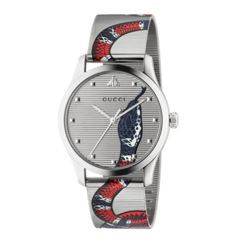 Montre à quartz G-Timeless à motif serpent en acier - Silver & Snake