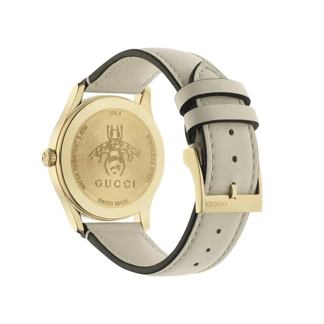 Montre à quartz G-Timeless Bee en plaqué or - Mystic white