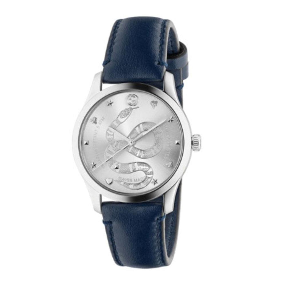 Montre à quartz G-Timeless à cadran serpent en acier - Blue