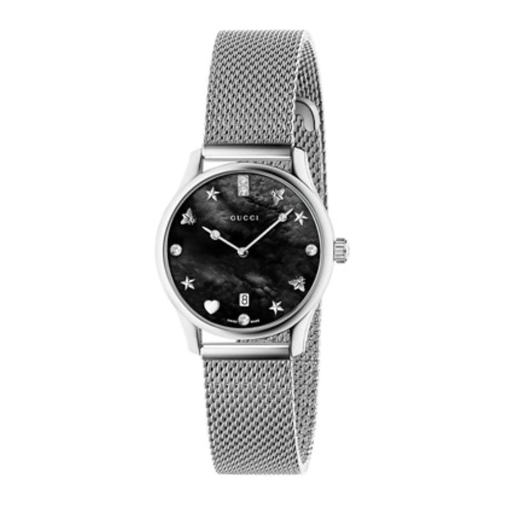 Montre à quartz G-Timeless en acier & Nacre noir - Black