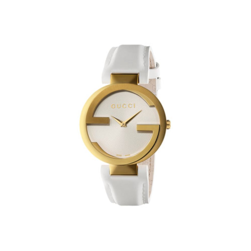 ZNO STOCK Montre à quartz Interlocking en or jaune PVD - White