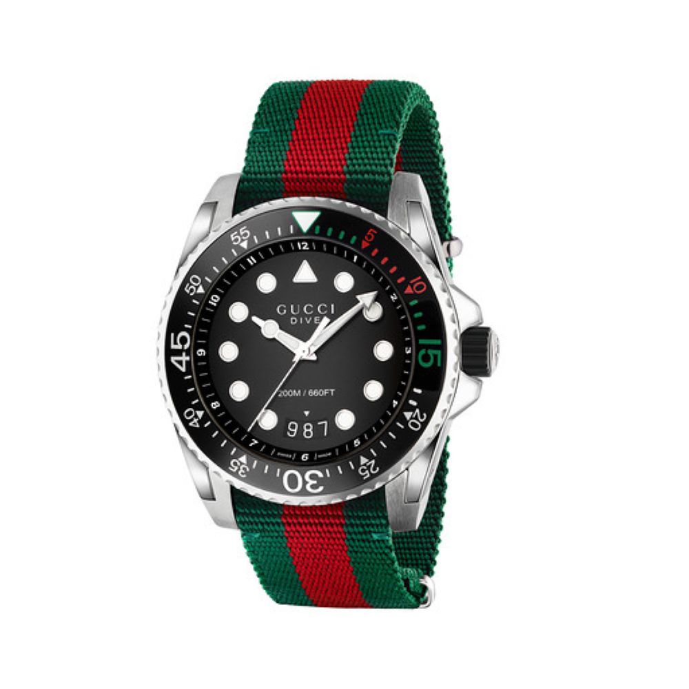 ZNO STOCK Montre à quartz Gucci Dive en acier - Black & Red