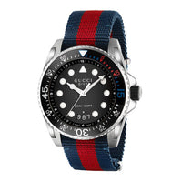 Montre à quartz Gucci Dive acier & nato - Black, red & Blue